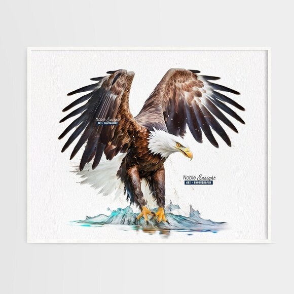 20x30 Bald Eagle Ocean Watercolor Oil Painting Art Poster Print - Picture 7 of 7
